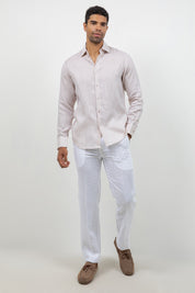 Camisa abotonada de manga larga 100% lino