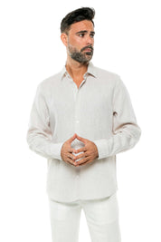 Mojito Men's 100% Linen Long Sleeve Button-Down Shirt