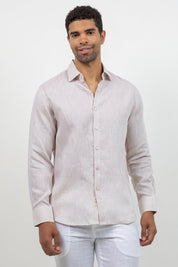 Camisa abotonada de manga larga 100% lino