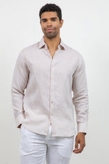Camisa abotonada de manga larga 100% lino