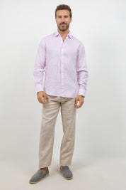Camisa abotonada de manga larga 100% lino