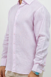 Camisa abotonada de manga larga 100% lino