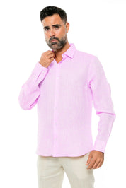 Mojito Men's 100% Linen Long Sleeve Button-Down Shirt