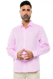 Mojito Men's 100% Linen Long Sleeve Button-Down Shirt