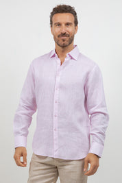 Camisa abotonada de manga larga 100% lino