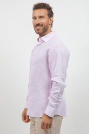 Camisa abotonada de manga larga 100% lino