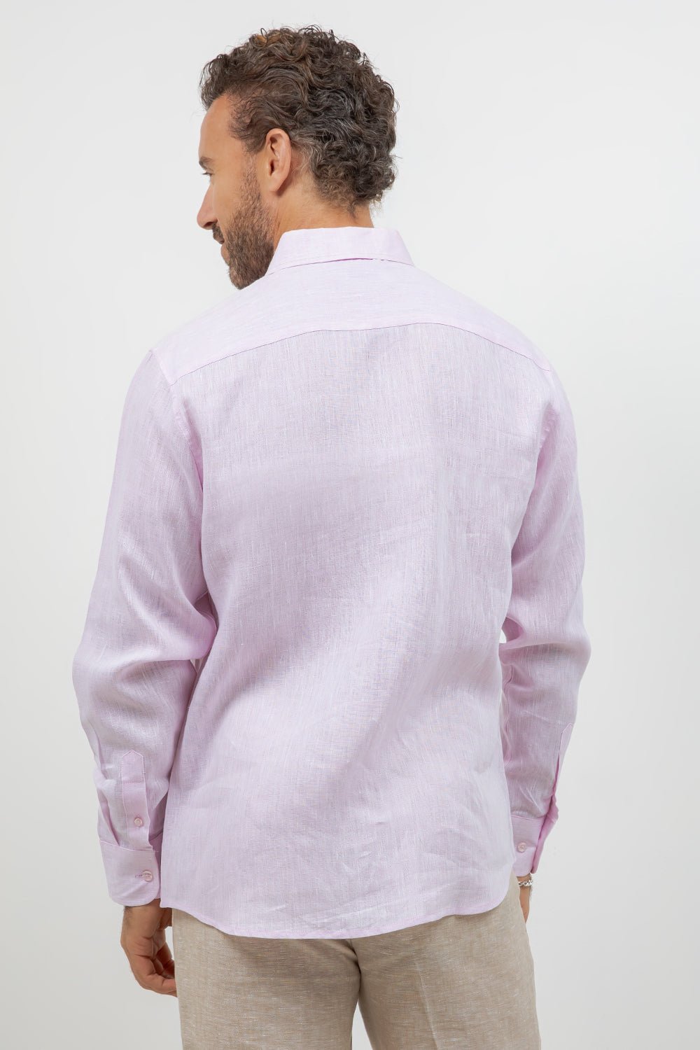 Camisa abotonada de manga larga 100% lino