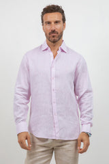 Camisa abotonada de manga larga 100% lino