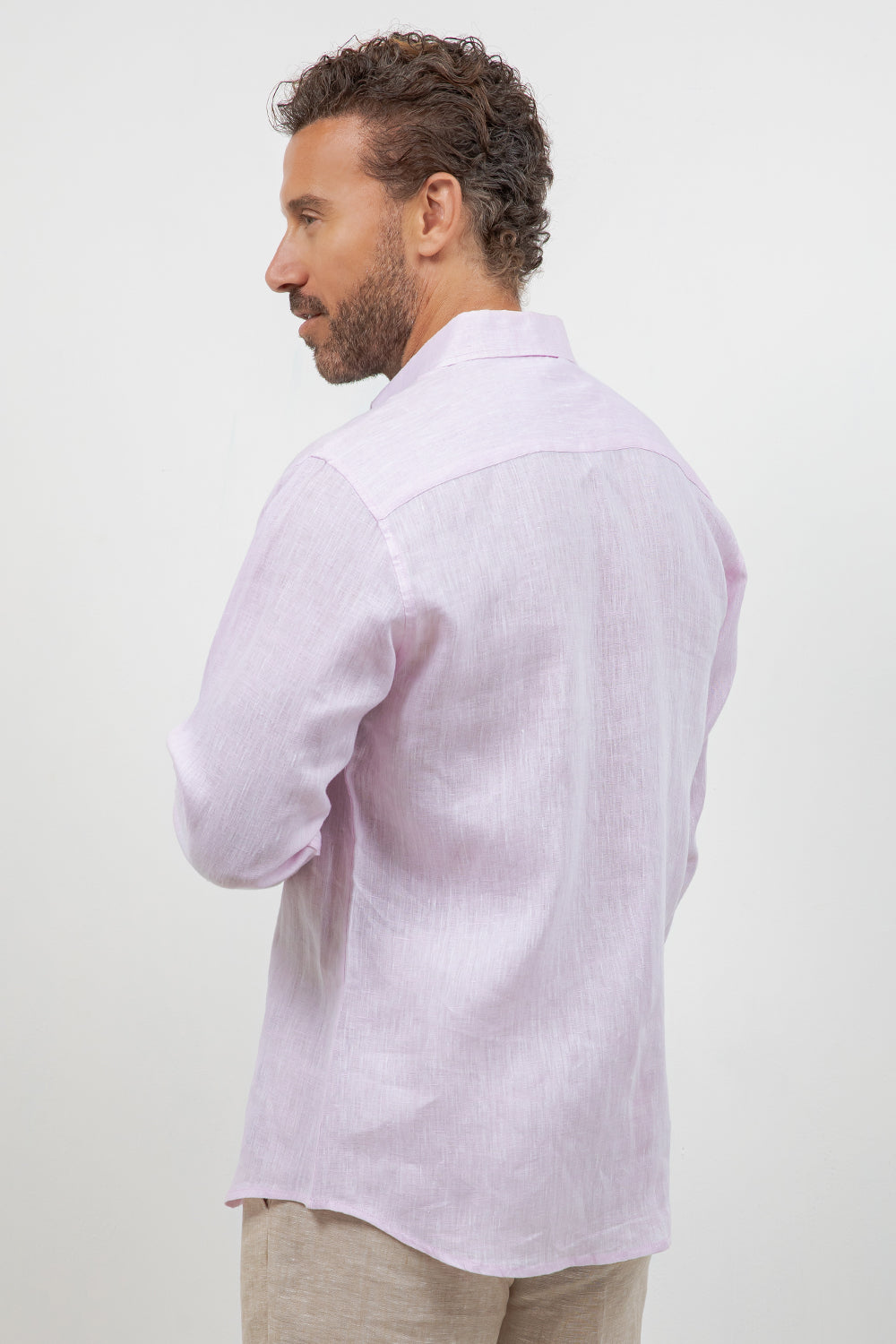 Camisa abotonada de manga larga 100% lino