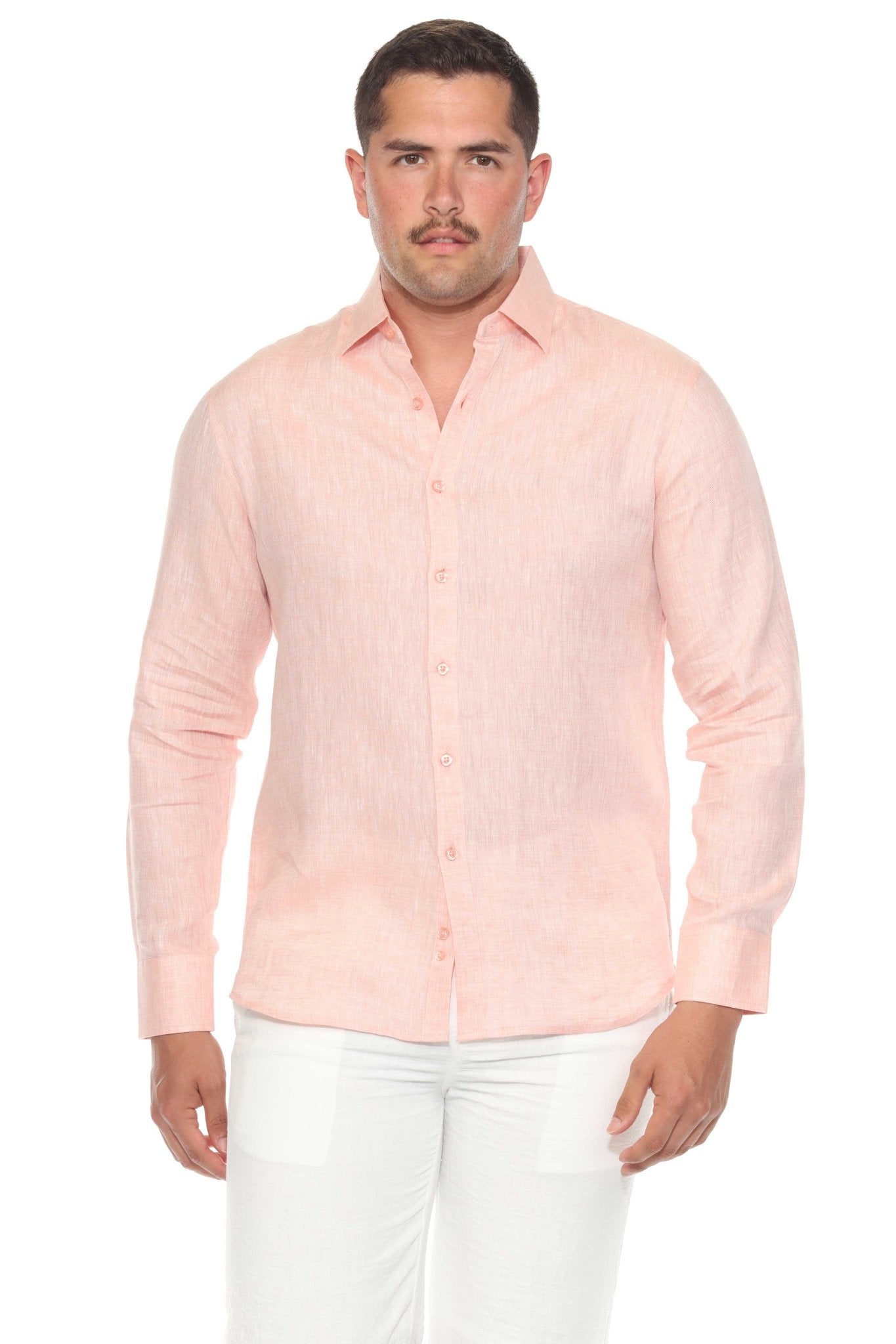Men's 100% Linen Long Sleeve Button-Down Shirt