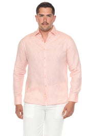 Mojito Men's 100% Linen Long Sleeve Button-Down Shirt
