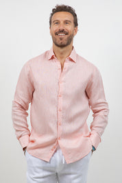 Camisa abotonada de manga larga 100% lino