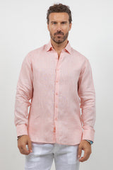 Camisa abotonada de manga larga 100% lino