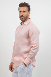 Camisa abotonada de manga larga 100% lino