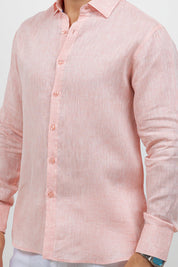 Camisa abotonada de manga larga 100% lino