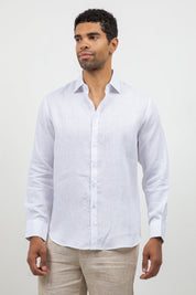 Camisa abotonada de manga larga 100% lino