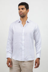 Camisa abotonada de manga larga 100% lino