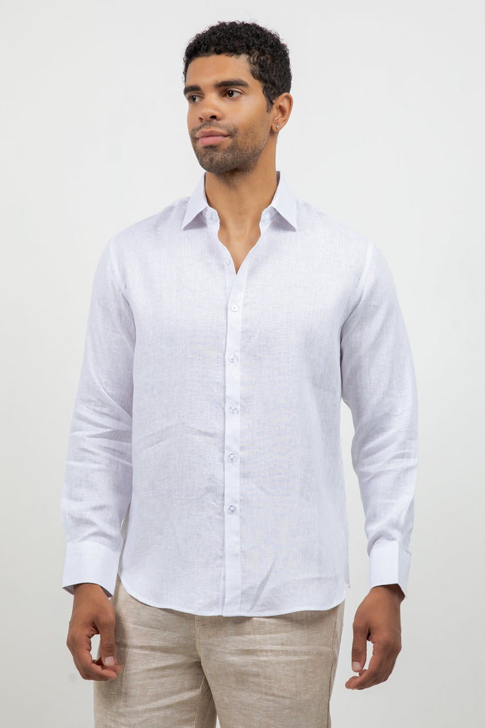 100% Linen Long Sleeve Button-Down Shirt