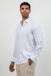 Camisa abotonada de manga larga 100% lino