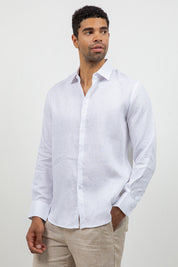 Camisa abotonada de manga larga 100% lino