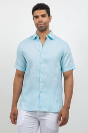 Camisa de lino 100% de manga corta con botones