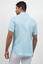 Camisa de lino 100% de manga corta con botones