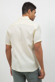 Camisa de lino 100% de manga corta con botones
