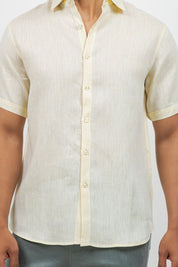 Camisa de lino 100% de manga corta con botones