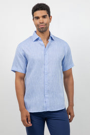 Camisa de lino 100% de manga corta con botones