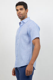 Camisa de lino 100% de manga corta con botones