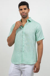 Camisa de lino 100% de manga corta con botones