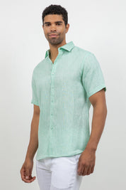 Camisa de lino 100% de manga corta con botones