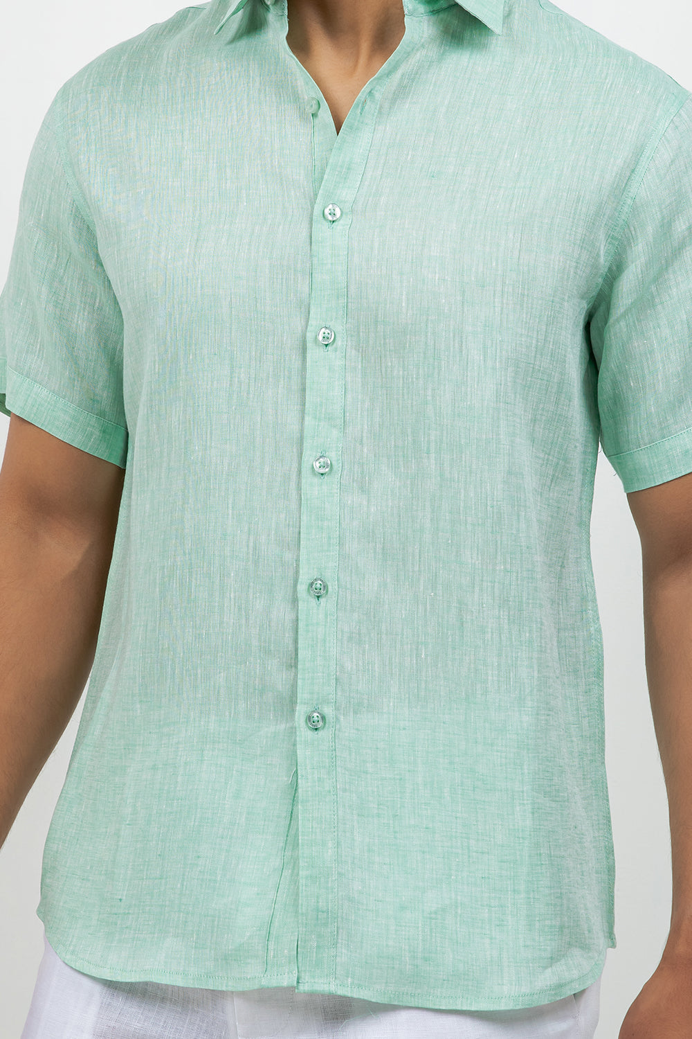 Camisa de lino 100% de manga corta con botones