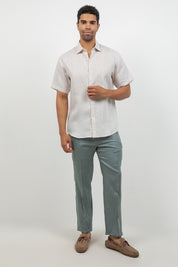 Camisa de lino 100% de manga corta con botones