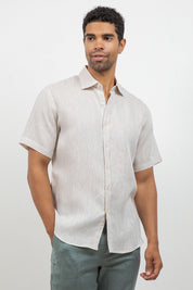 Camisa de lino 100% de manga corta con botones