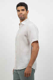 Camisa de lino 100% de manga corta con botones