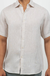 Camisa de lino 100% de manga corta con botones