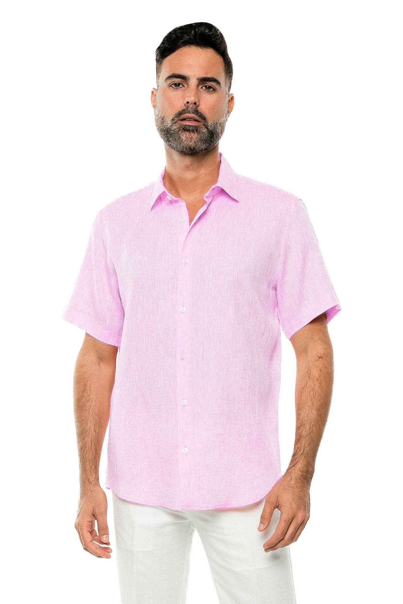 Men's 100% Linen Short Sleeve Button-Down Shirt