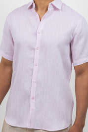 Camisa de lino 100% de manga corta con botones