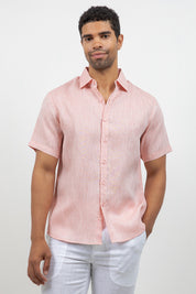 Camisa de lino 100% de manga corta con botones