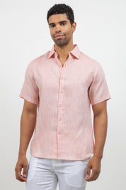 Camisa de lino 100% de manga corta con botones