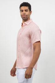Camisa de lino 100% de manga corta con botones