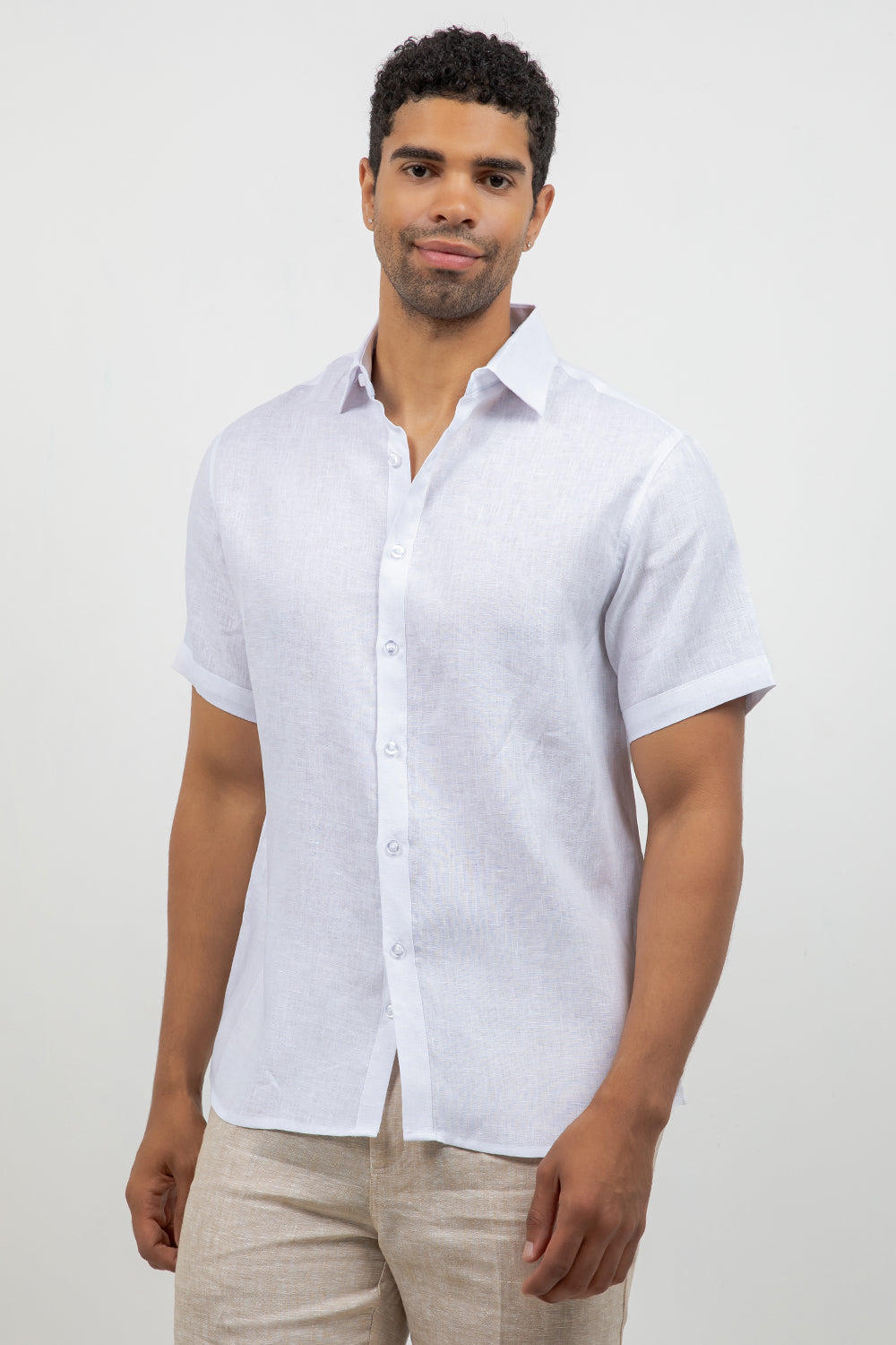 Casual 100% Linen Yarn Dyed Shirt Short Sleeve Button Down – Mojito  Collection