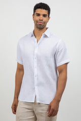 Camisa de lino 100% de manga corta con botones