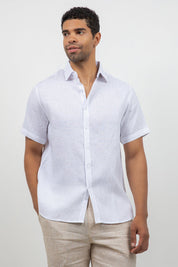 Camisa de lino 100% de manga corta con botones