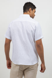 Camisa de lino 100% de manga corta con botones