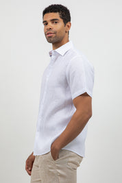 Camisa de lino 100% de manga corta con botones