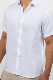 Camisa de lino 100% de manga corta con botones