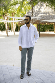 Classic Two Pocket Linen Guayabera Shirt Long Sleeve