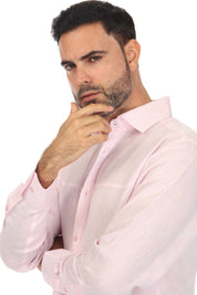 Camisa Mojito Casual Patchwork Diseño 100% Lino Manga Larga